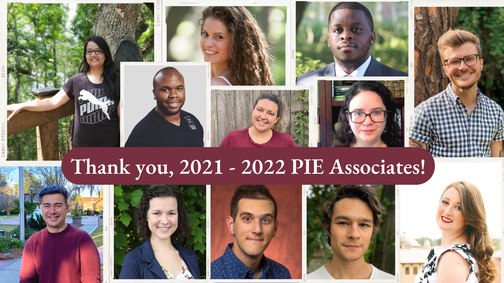 Thank you, 2021-2022 PIE Associates with photo collage of 12 graduate TAs 